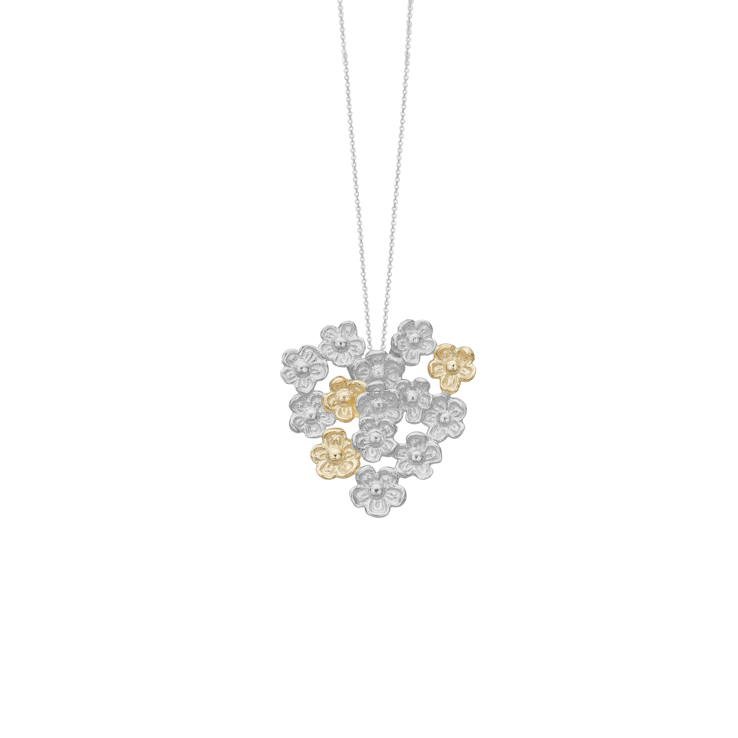 Halskæde med Vedhæng Blomster 8 Karat Guld/Sølv Forgyldt Sterling Sølv Kæde 45 cm