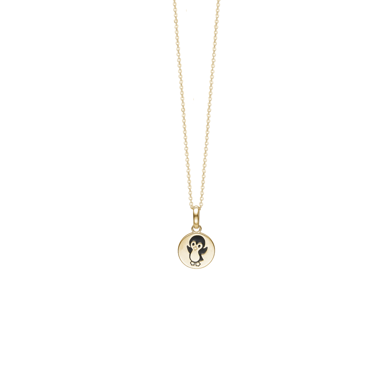 Halskæde til Børn Pingvin Forgyldt Sterling Sølv 38 cm