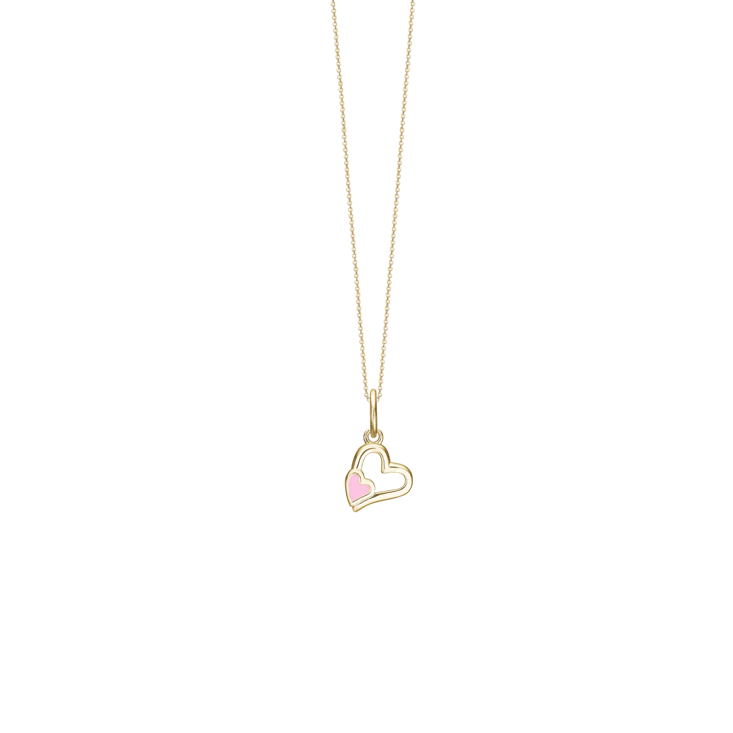 Halskæde til Børn Pink Hearts Forgyldt Sterling Sølv 38 cm