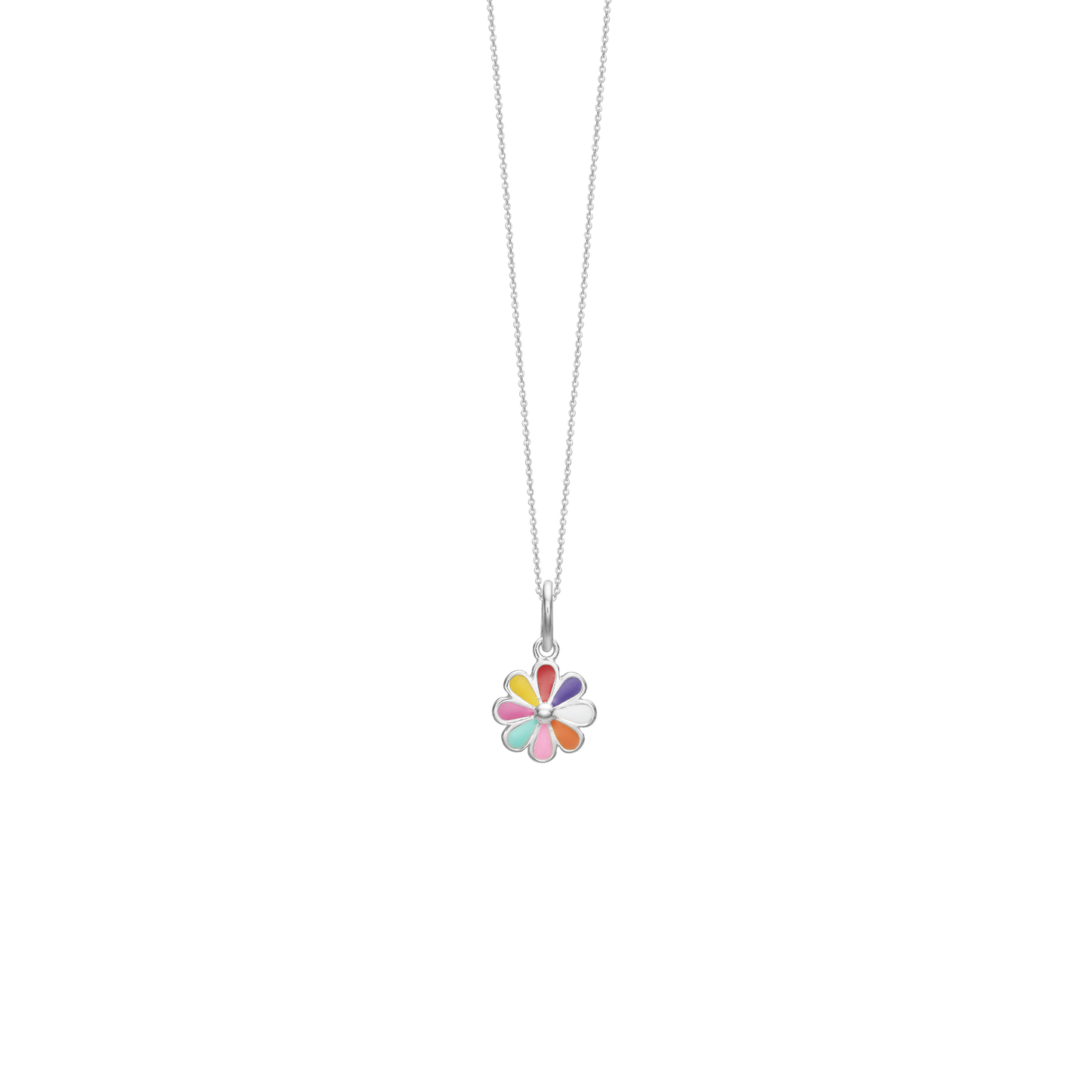 Halskæde til Børn Colorful Flower Sterling Sølv 38 cm