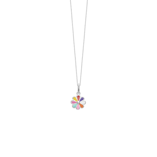 Halskæde til Børn Colorful Flower Sterling Sølv 38 cm