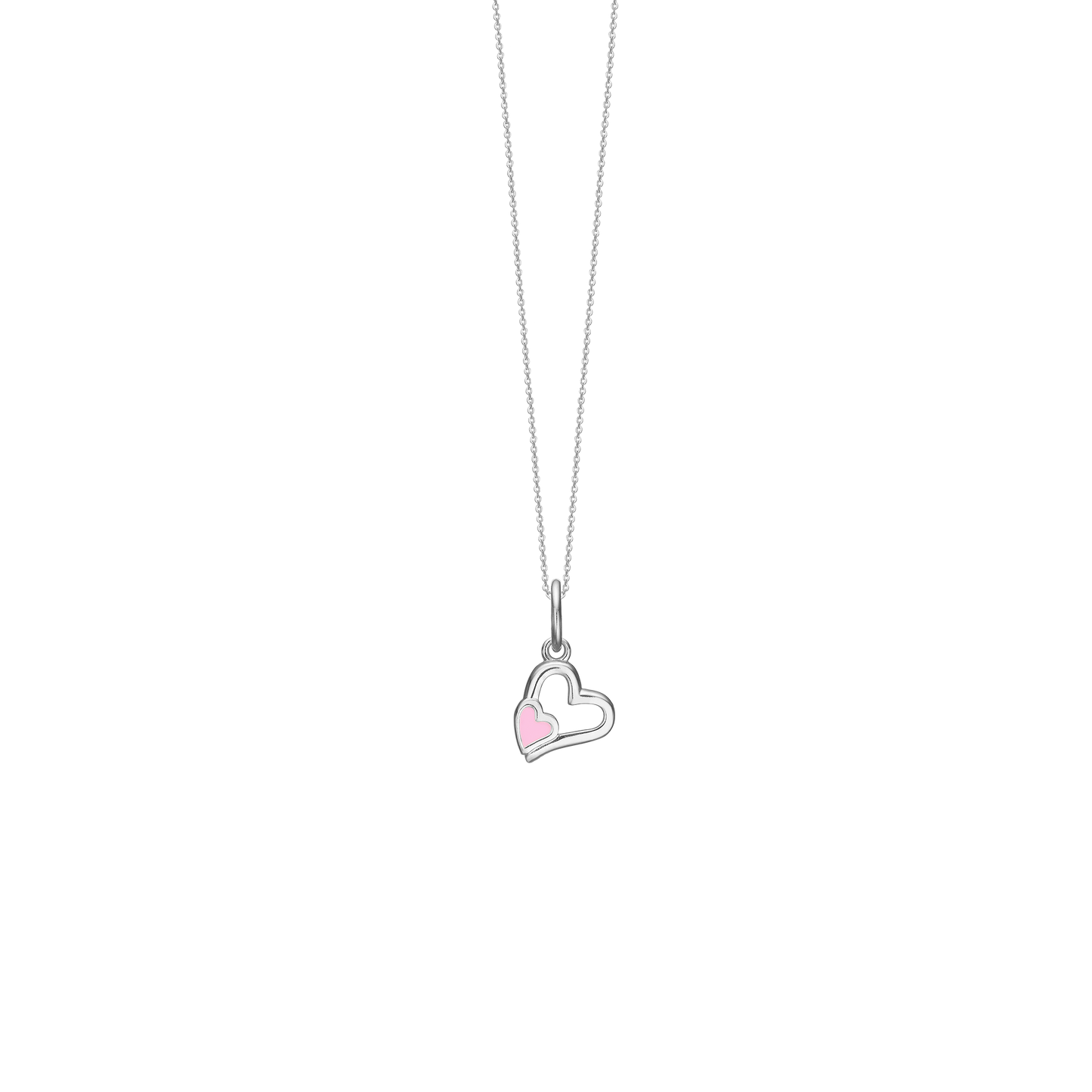 Halskæde til Børn Pink Hearts Sterling Sølv 38 cm