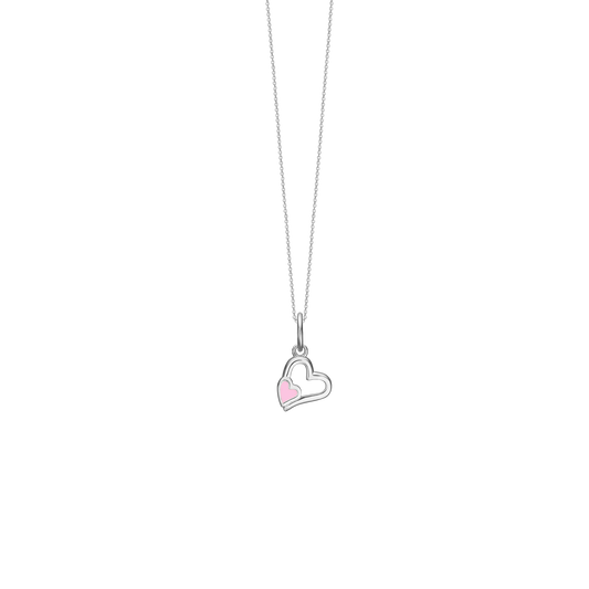 Halskæde til Børn Pink Hearts Sterling Sølv 38 cm