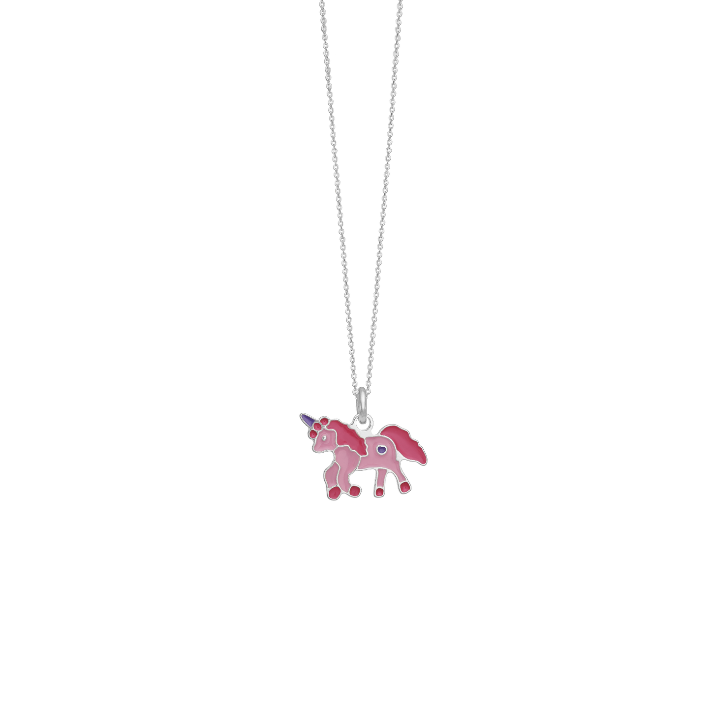 Halskæde til Børn Pink Enhjørning Sterling Sølv 38 cm