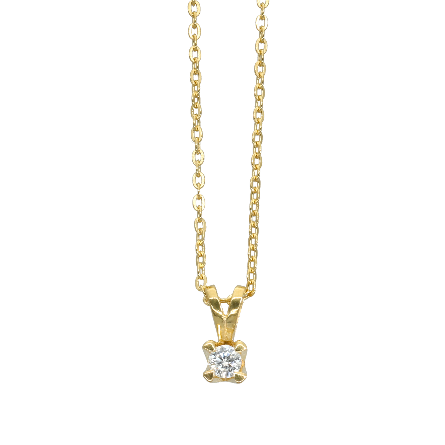 Elya Vedhæng 8 Karat Guld Med 0,10ct W/VS Labgrown Diamant Forgyldt Sterling Sølv Kæde 45 cm