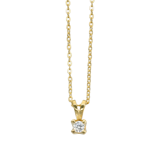 Elya Vedhæng 8 Karat Guld Med 0,10ct W/VS Labgrown Diamant Forgyldt Sterling Sølv Kæde 45 cm