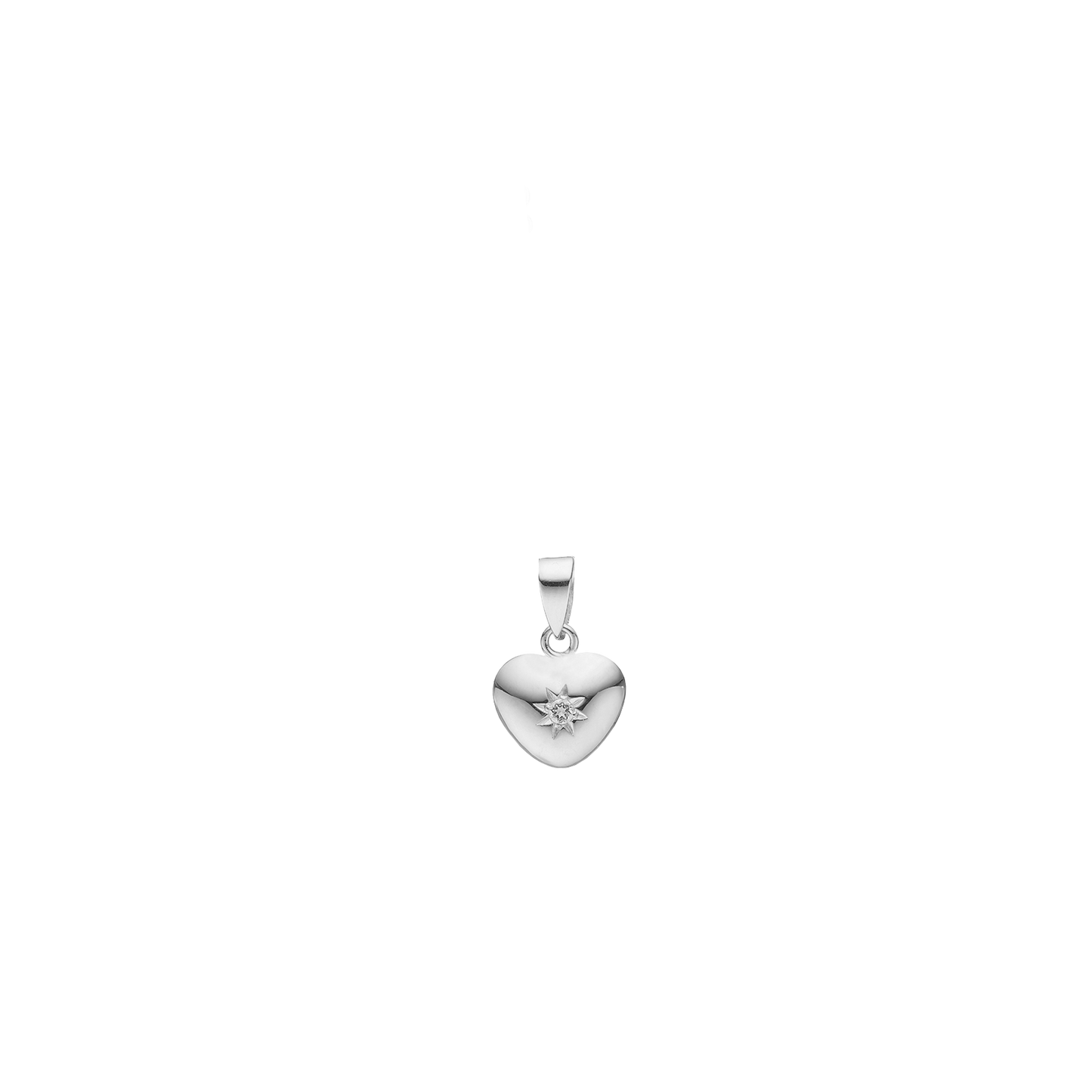 Hjerte Vedhæng 9 x 11 mm med Labgrown Diamant 0,03 Ct. Sterling Sølv