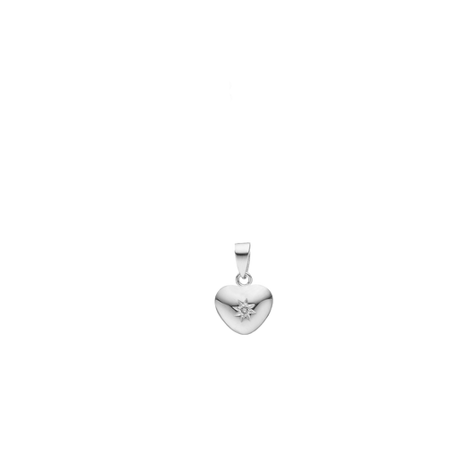 Hjerte Vedhæng 9 x 11 mm med Labgrown Diamant 0,03 Ct. Sterling Sølv