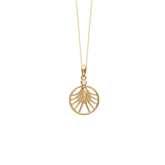 Halskæde med Vedhæng Cubic Zirkonia Forgyldt Sterling Sølv 45 cm