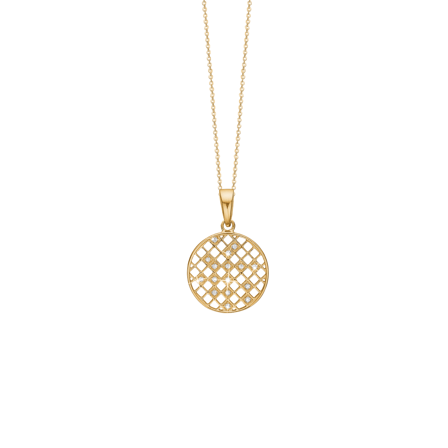Halskæde med Vedhæng Harlekin med 16 Cubic Zirkonia Forgyldt Sterling Sølv 45 cm