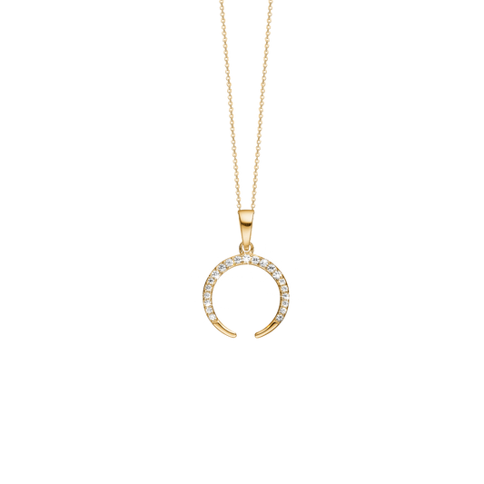 Halskæde med Vedhæng Horn med 21 Cubic Zirkonia Forgyldt Sterling Sølv 45 cm