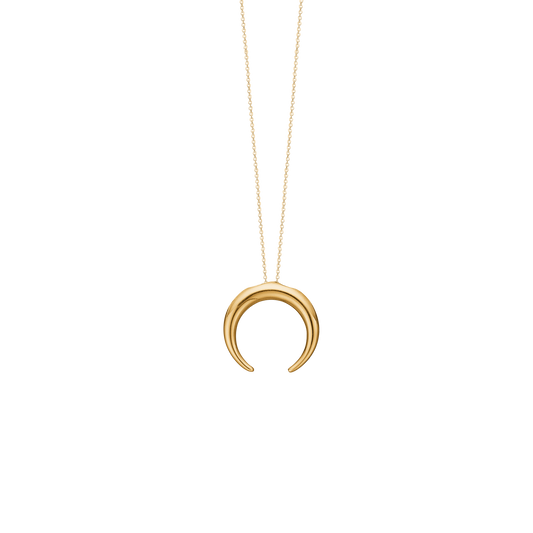 Halskæde med Vedhæng Horn Forgyldt Sterling Sølv 45 cm