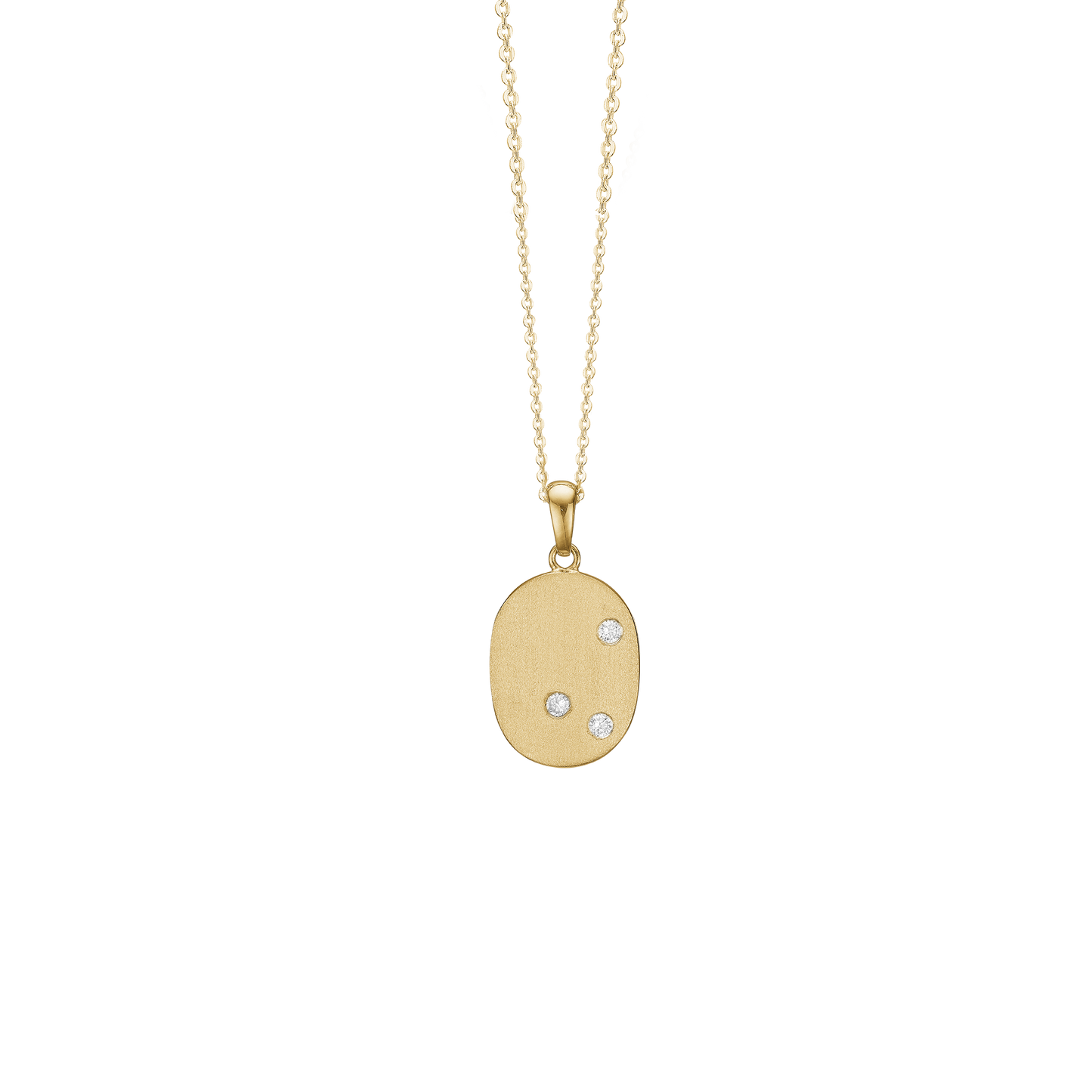 Halskæde med Vedhæng Bending Oval Cubic Zirkonia Forgyldt Sterling Sølv 45 cm