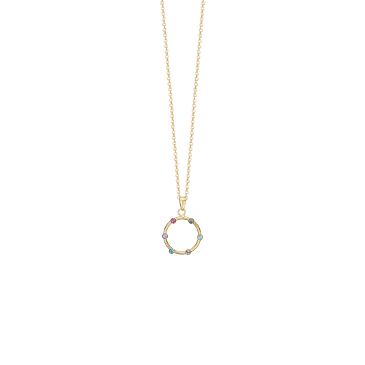 Halskæde med Vedhæng Colorful World Cubic Zirkonia Forgyldt Sterling Sølv 45 cm