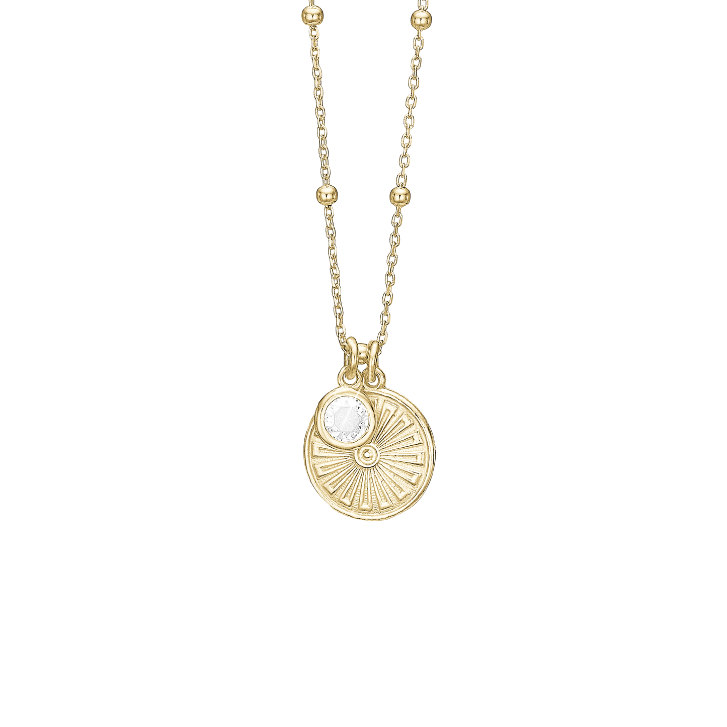 Halskæde med Vedhæng Sunshine Coin Forgyldt Sterling Sølv 45 cm