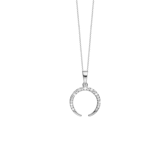 Halskæde med Vedhæng Horn med 21 Cubic Zirkonia Sterling Sølv 45 cm