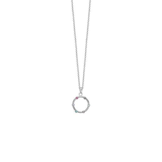 Halskæde med Vedhæng Colorful World Cubic Zirkonia Sterling Sølv 45 cm