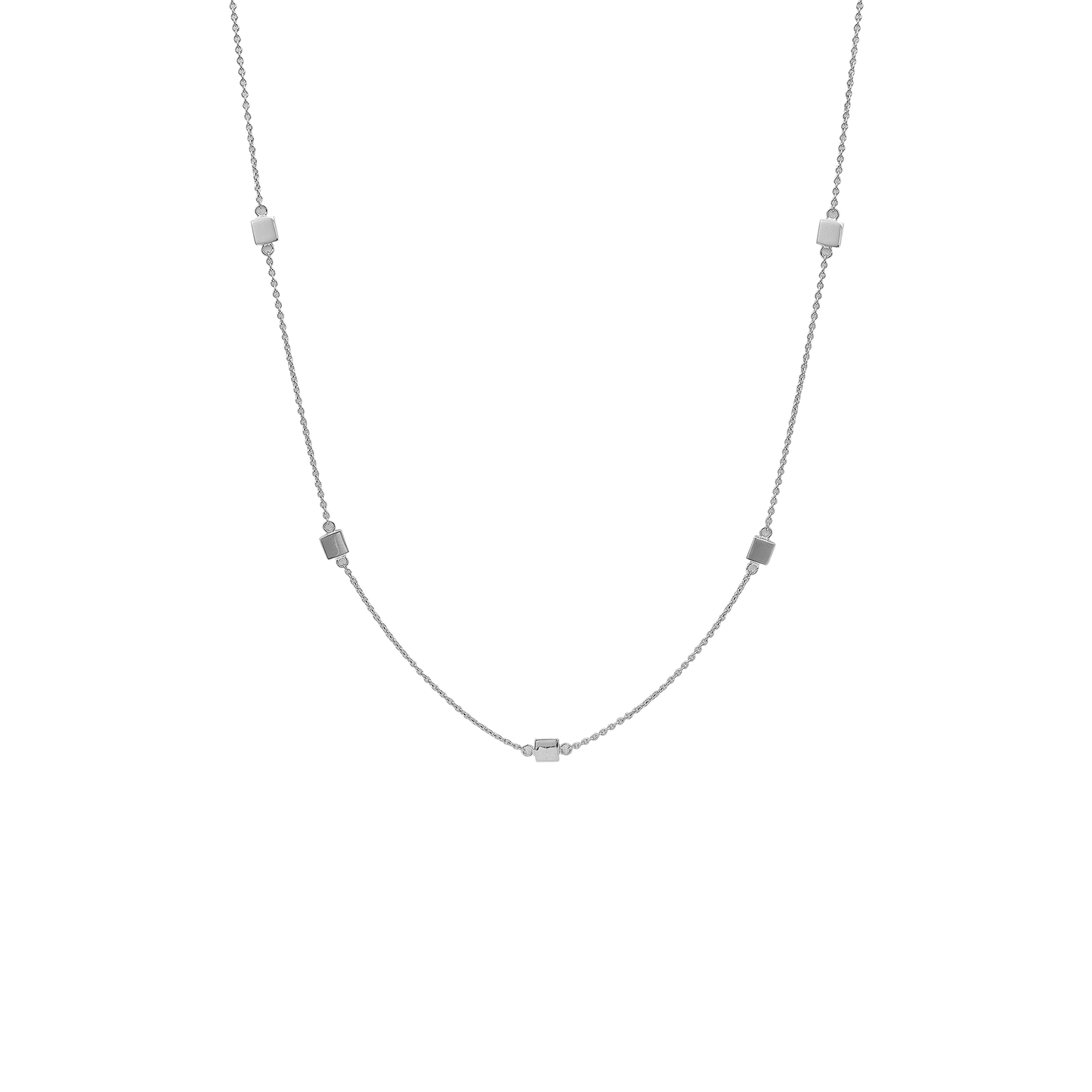 Halskæde med Vedhæng Small Squares Sterling Sølv 45 cm