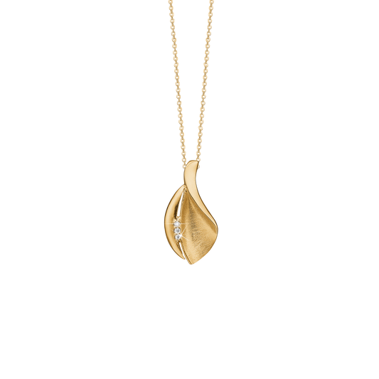 Halskæde med Vedhæng Cubic Zirkonia Forgyldt Sterling Sølv 45 cm