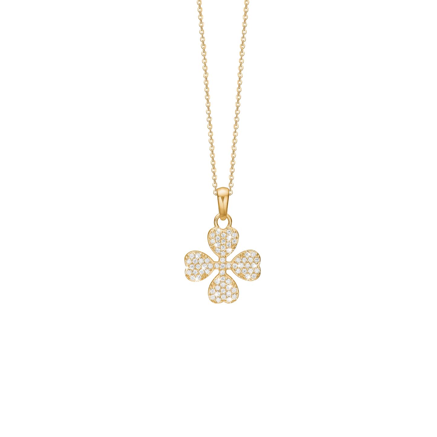 Halskæde med Vedhæng Firkøver Cubic Zirkonia Forgyldt Sterling Sølv 45 cm