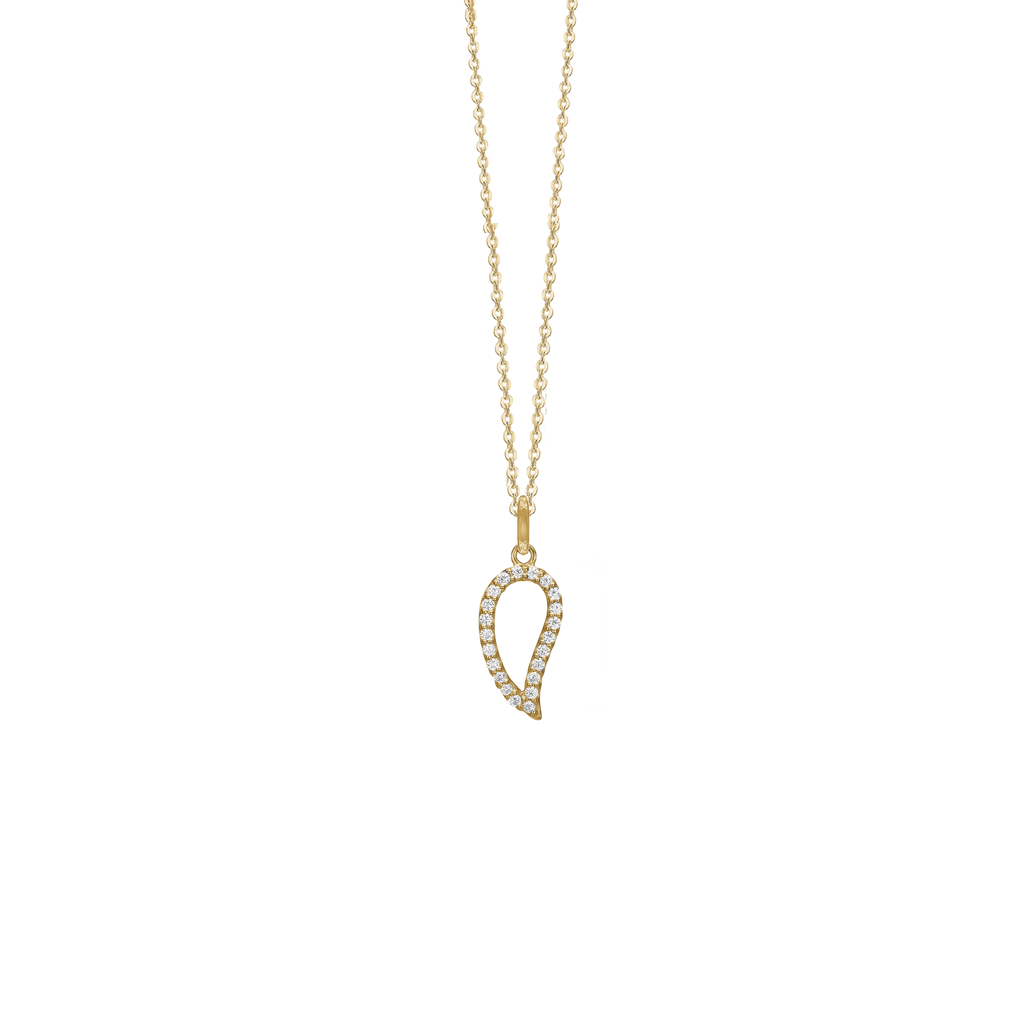 Halskæde med Vedhæng Blad Cubic Zirkonia Forgyldt Sterling Sølv 45 cm