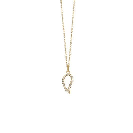 Halskæde med Vedhæng Blad Cubic Zirkonia Forgyldt Sterling Sølv 45 cm