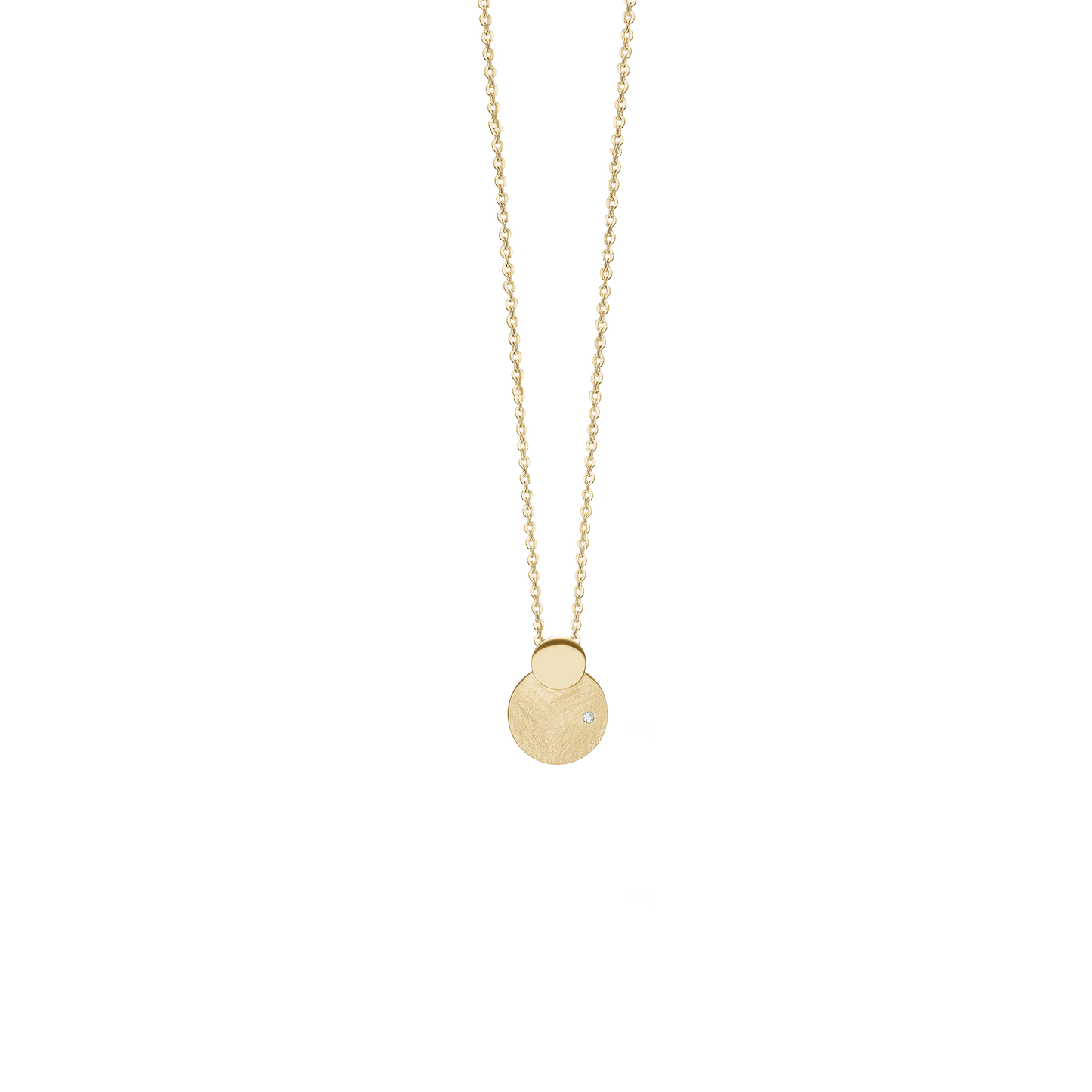 Halskæde med Vedhæng Sol og Måne Cubic Zirkonia Forgyldt Sterling Sølv 45 cm
