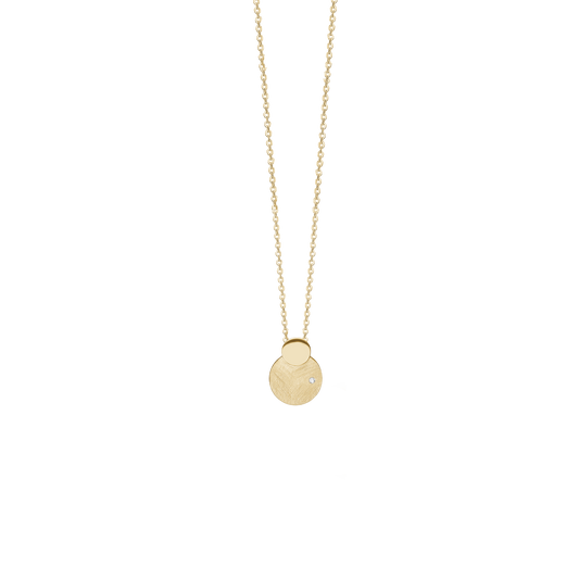 Halskæde med Vedhæng Sol og Måne Cubic Zirkonia Forgyldt Sterling Sølv 45 cm