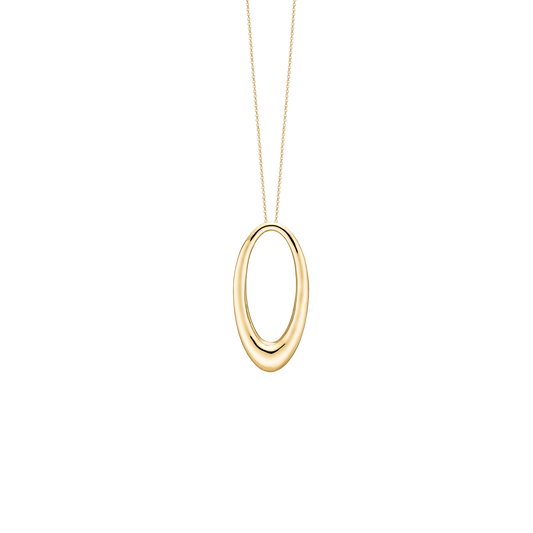 Halskæde med Vedhæng Oval Dråbe Forgyldt Sterling Sølv 45 cm