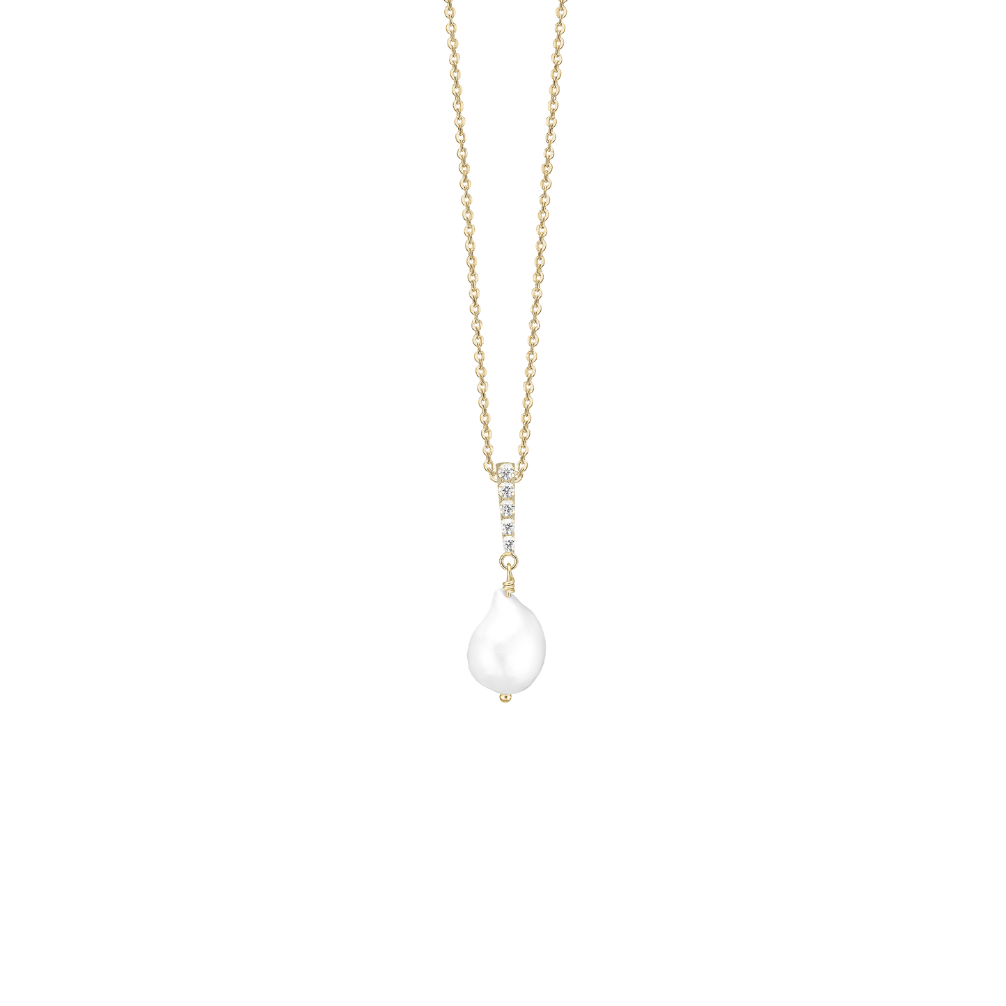 Halskæde med Vedhæng Sparkling Pearls Forgyldt Sterling Sølv 45 cm