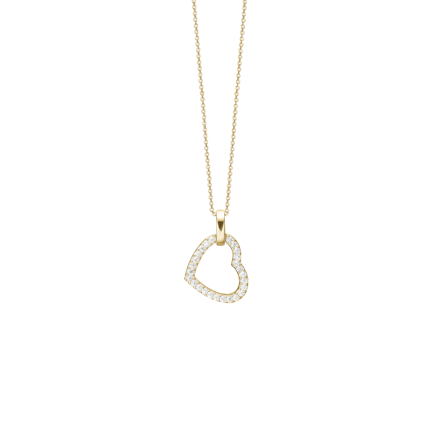 Kampagne Halskæde Hjerte Cubic Zirkonia Forgyldt Sterling Sølv 45 cm