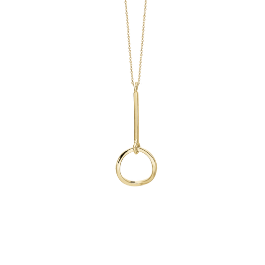 Halskæde med Vedhæng Oval Forgyldt Sterling Sølv 42 + 3 cm