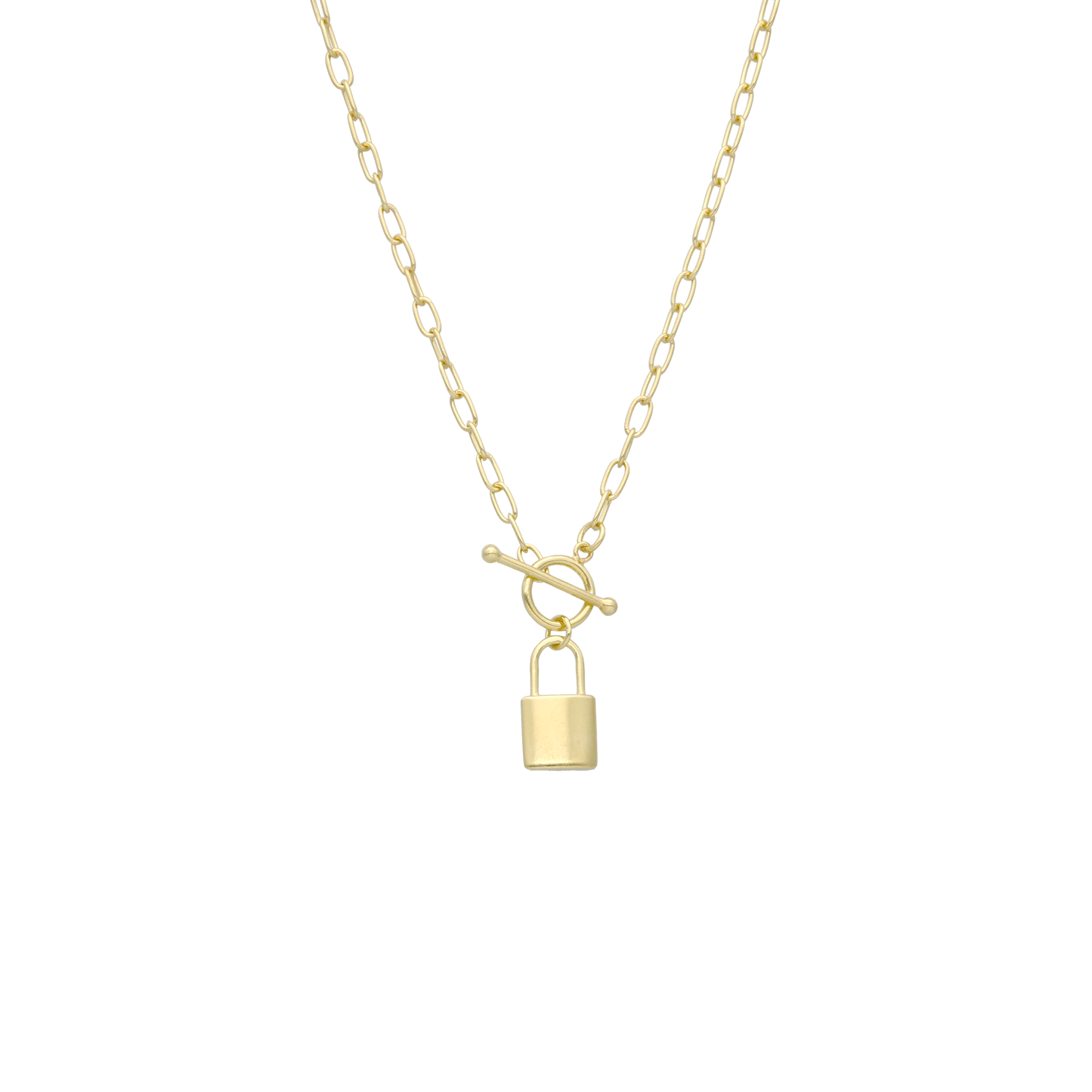 Halskæde med Vedhæng Padlock Forgyldt Sterling Sølv 12 x 8 mm