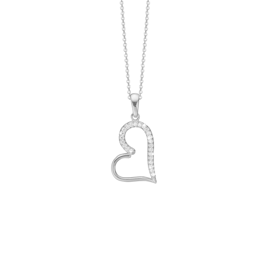 Halskæde med Vedhæng Hjerte Cubic Zirkonia Sterling Sølv 45 cm