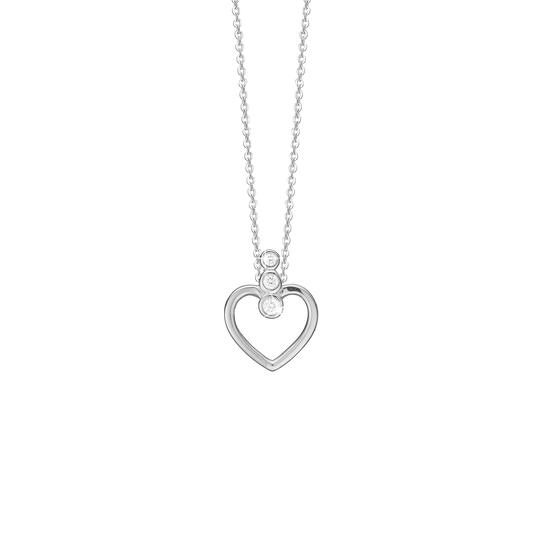 Halskæde med Vedhæng Hjerte med 3 Cubic Zirkonia Sterling Sølv 45 cm