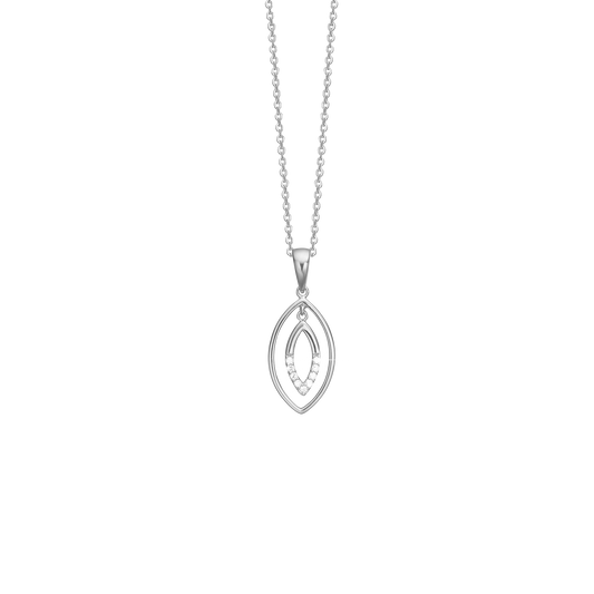 Halskæde med Vedhæng Dråber med 9 Cubic Zirkonia Sterling Sølv 45 cm