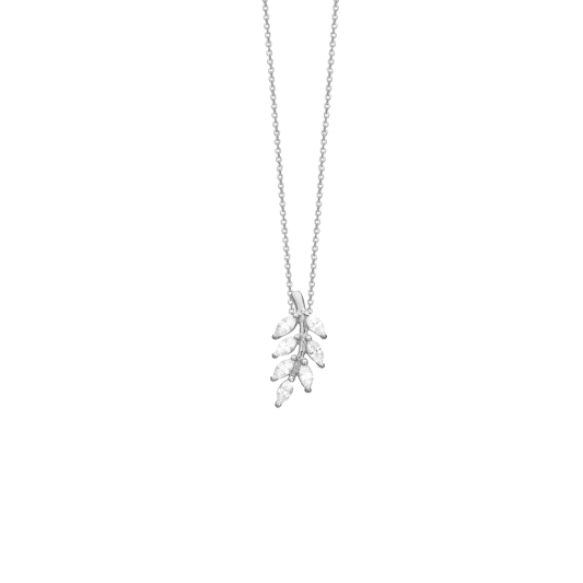 Vedhæng Blad Sterling Sølv med 7 Cubic Zirkonia