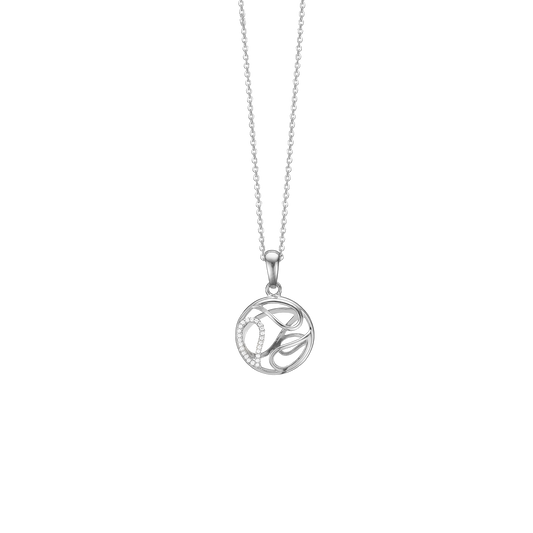 Halskæde med Vedhæng 3D Cirkel Cubic Zirkonia Sterling Sølv 45 cm