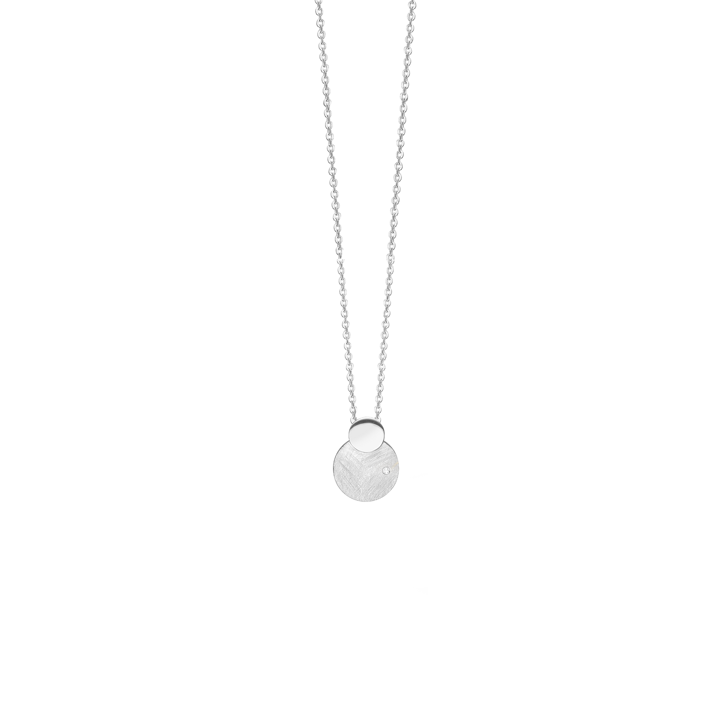 Halskæde med Vedhæng Sol og Måne Cubic Zirkonia Sterling Sølv 45 cm