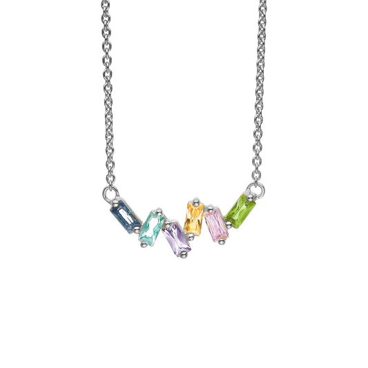 Halskæde med Vedhæng Baquette med 6 Cubic Zirkonia Sterling Sølv 45 cm
