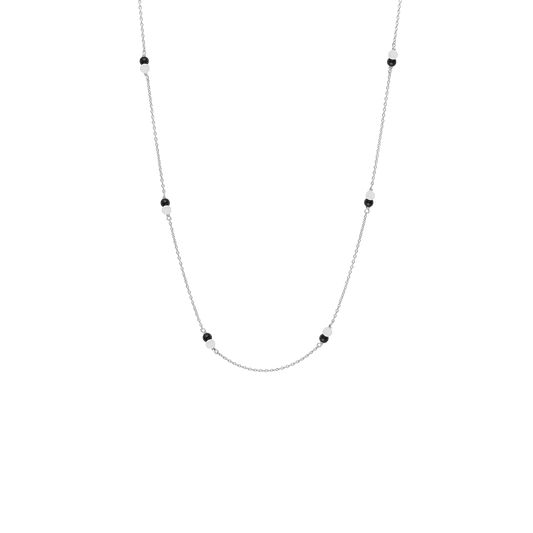 Halskæde Sort Onyx / Grøn Amazonite Sterling Sølv 45 cm