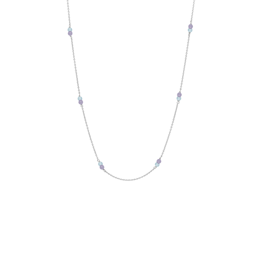 Halskæde Amethyst / Blå Quartz Sterling Sølv 45 cm