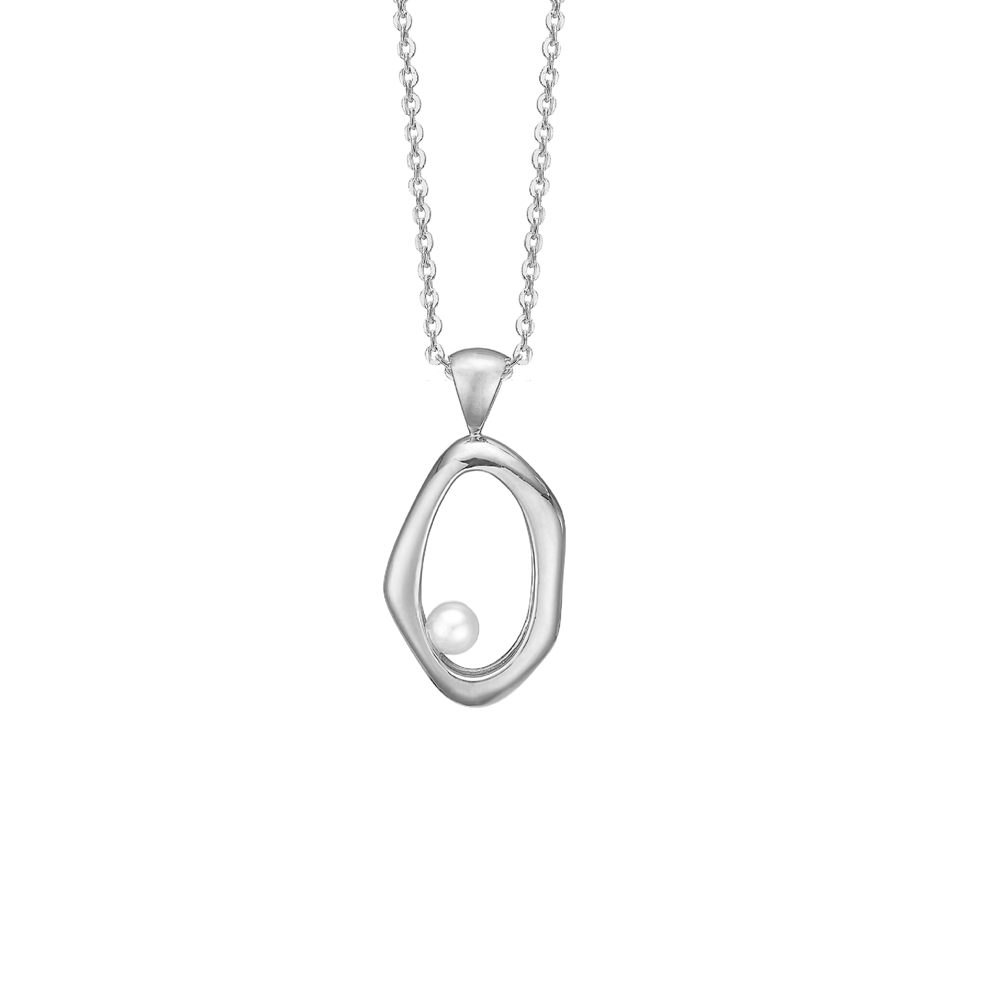 Halskæde med Vedhæng Ferskvandsperle 20 x 17 mm Sterling Sølv 45 cm
