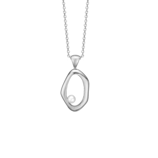 Halskæde med Vedhæng Ferskvandsperle 20 x 17 mm Sterling Sølv 45 cm