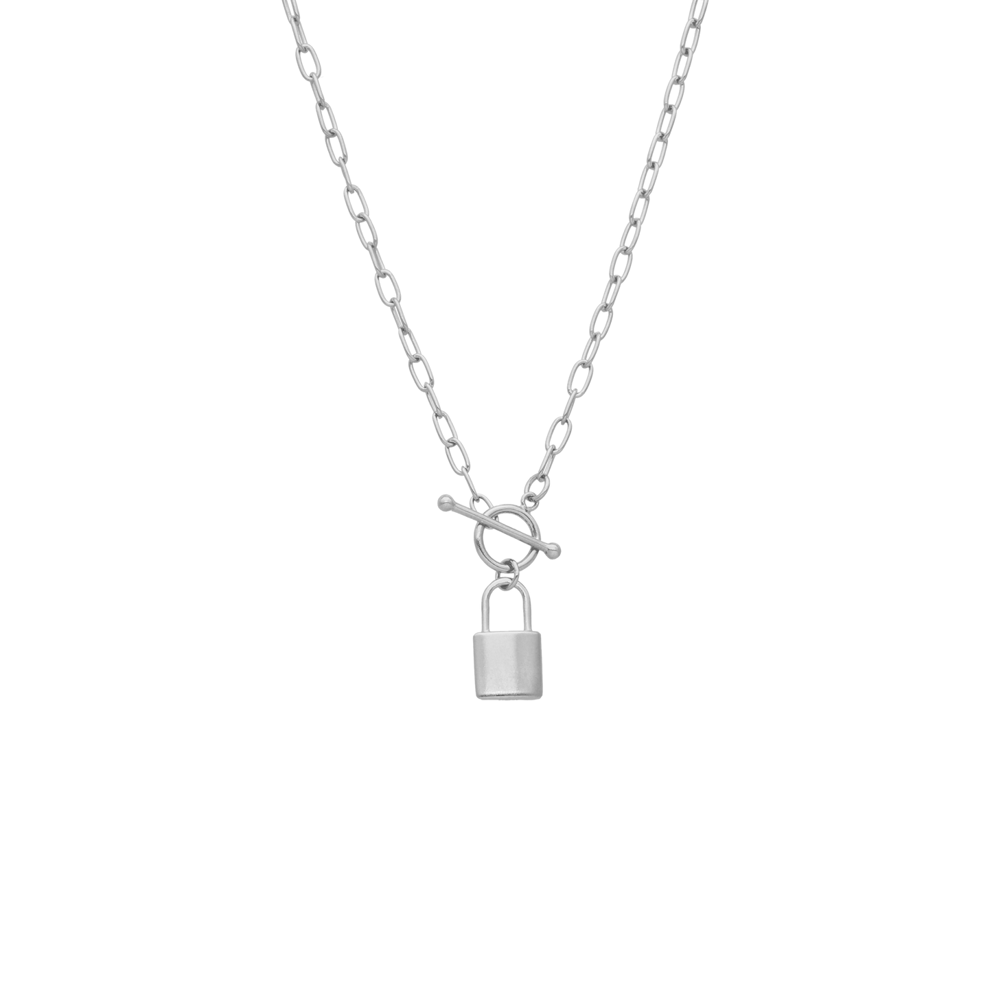 Halskæde med Vedhæng Padlock Sterling Sølv 12 x 8 mm
