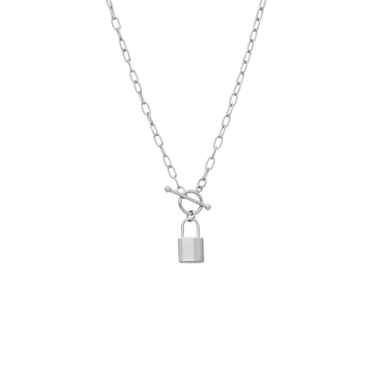 Halskæde med Vedhæng Padlock Sterling Sølv 12 x 8 mm