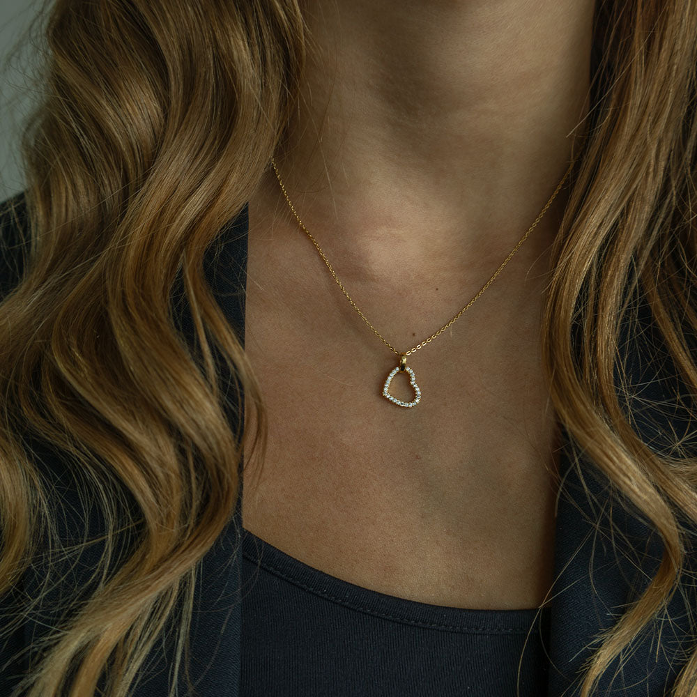 Kampagne Halskæde Hjerte Cubic Zirkonia Forgyldt Sterling Sølv 45 cm