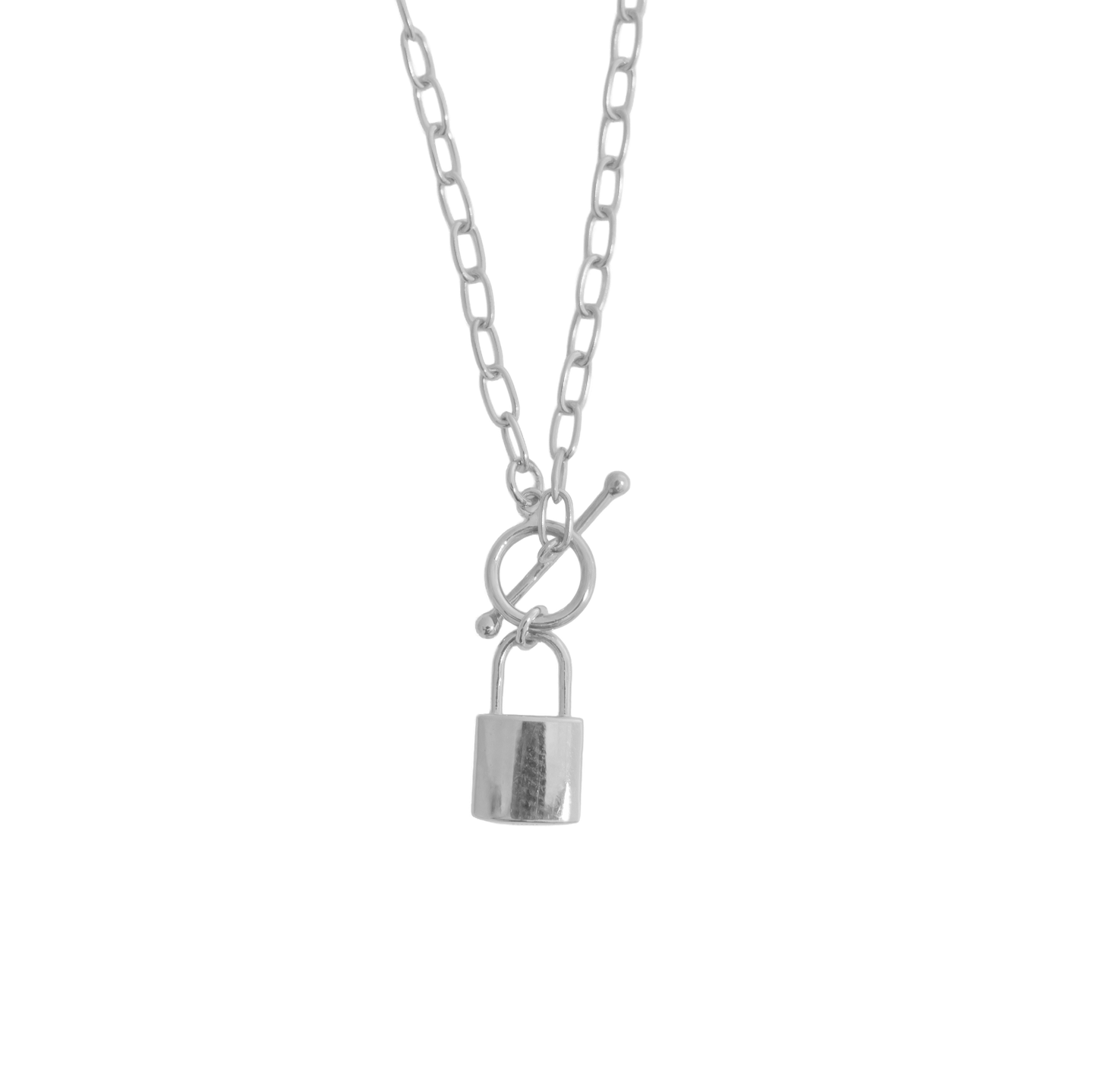 Halskæde med Vedhæng Padlock Sterling Sølv 12 x 8 mm