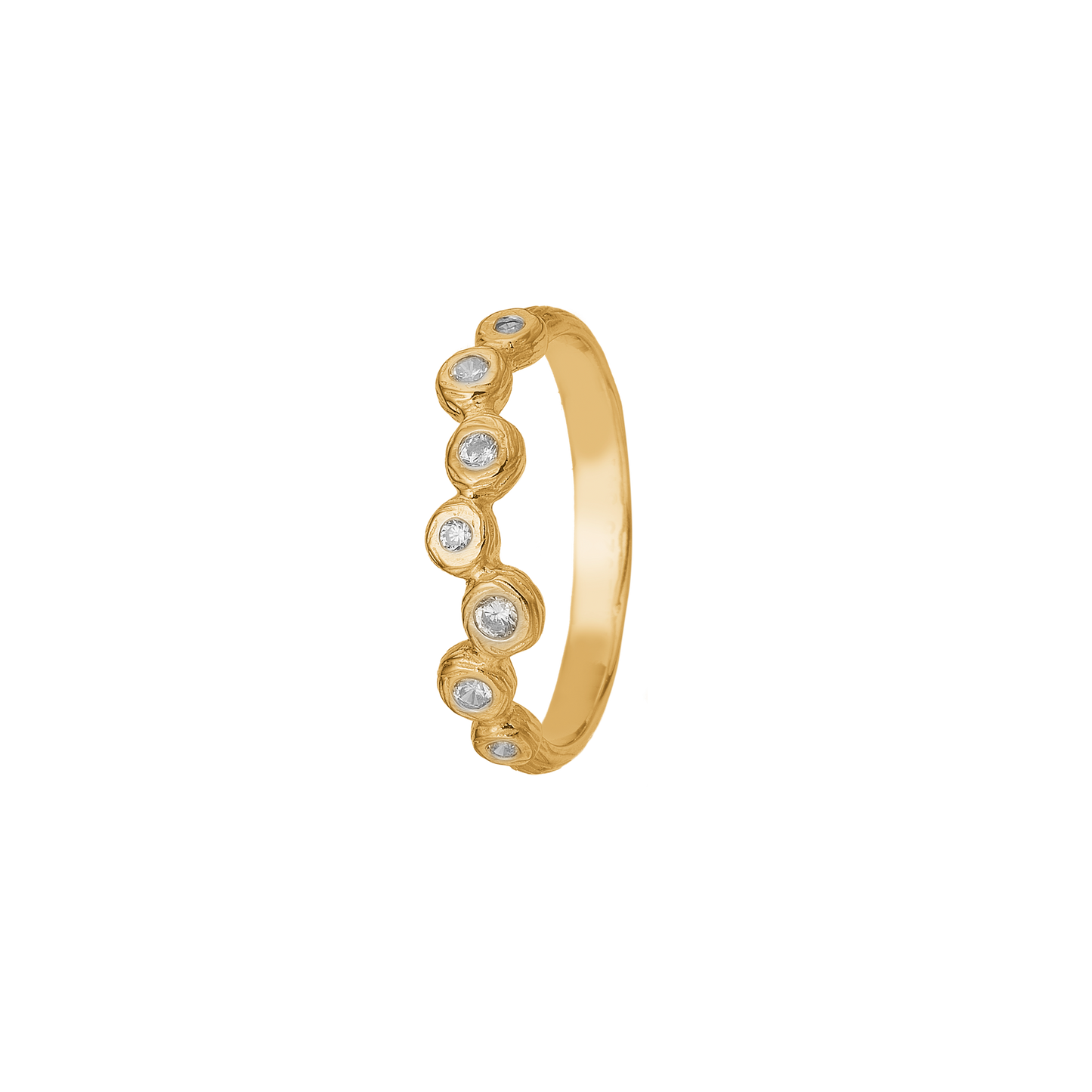 Ring Med Bobler 14 Karat Guld  Med 7 Cubic Zirkonia