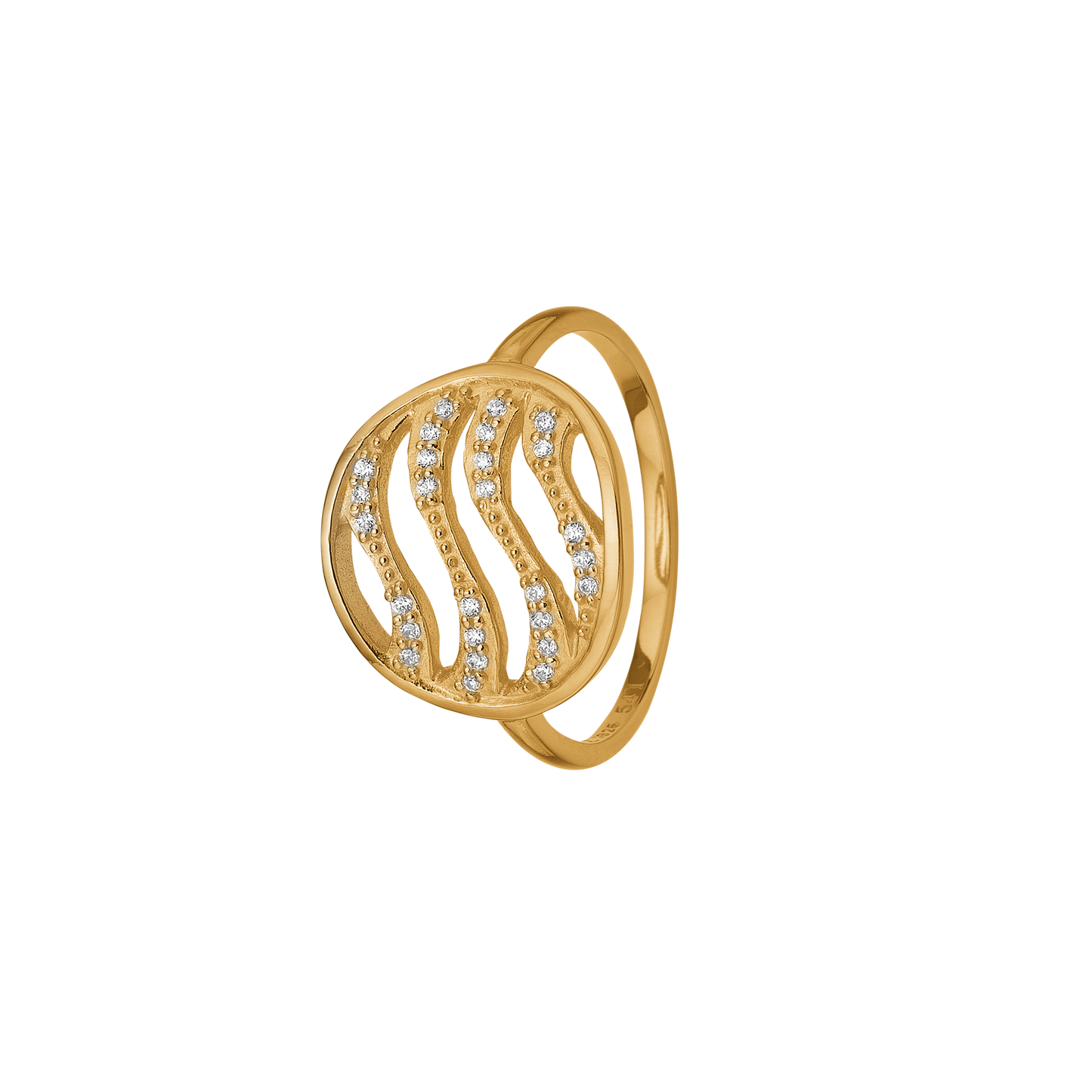 Ring Bølger 8 Karat Guld med Cubic Zirkonia